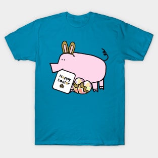 Happy Easter Bunny Ears on Pig T-Shirt